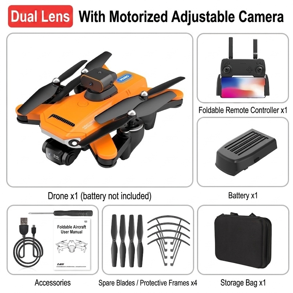 P9 GPS Drone with 8K HD Electric Quad Camera, Optical Flow Positioning, Brushless Motor, 5-Sided Obstacle Avoidance, Foldable FPV Quadcopter