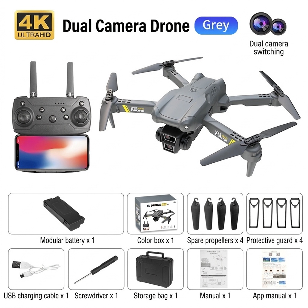 K13 Max 4K Dual Camera Drone, Foldable RC Quadcopter with Altitude Hold, App Control, and Long Flight Time