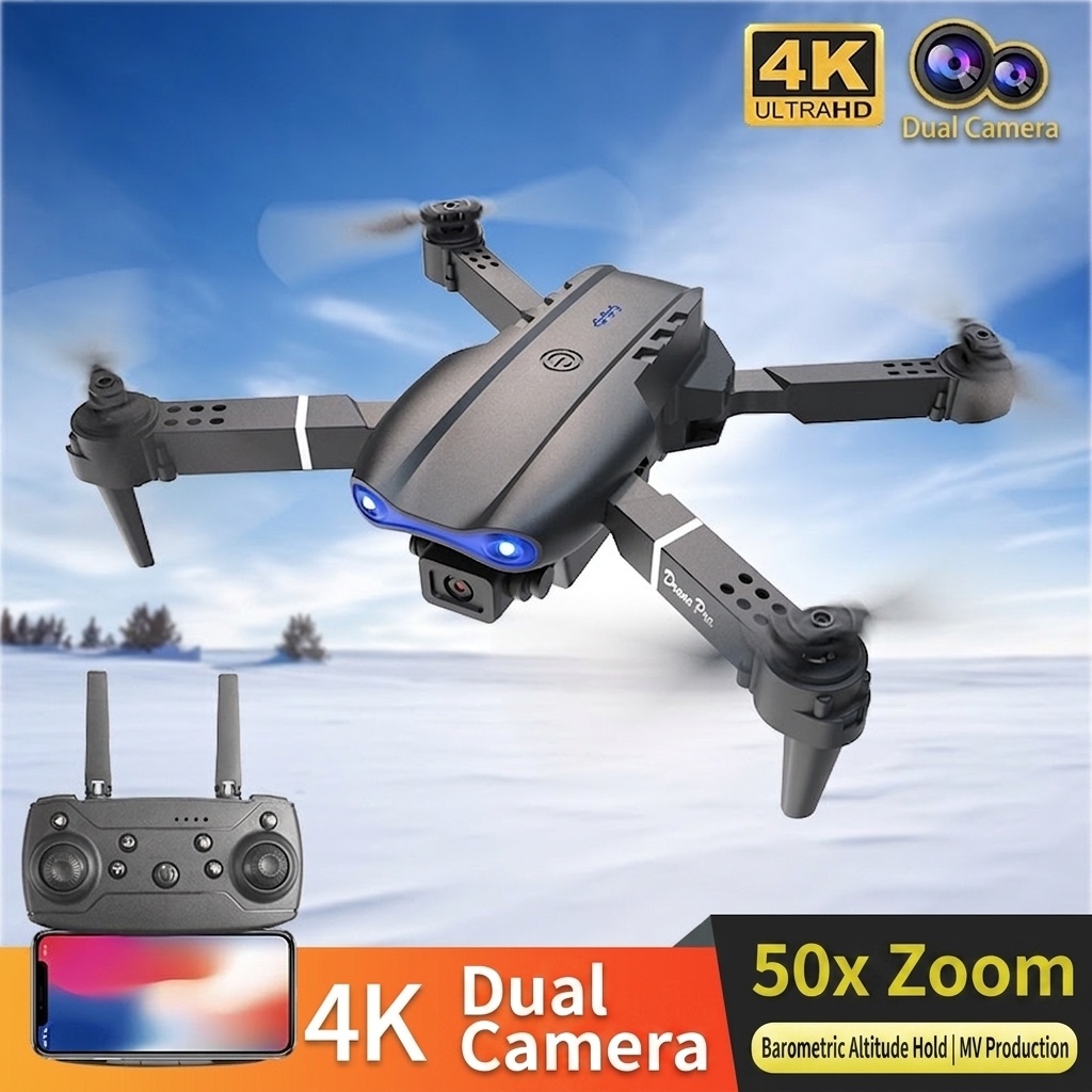 E99 Pro K3 4K Dual Camera Drone, Foldable RC Quadcopter with Optical Flow Positioning and Intelligent Obstacle Avoidance