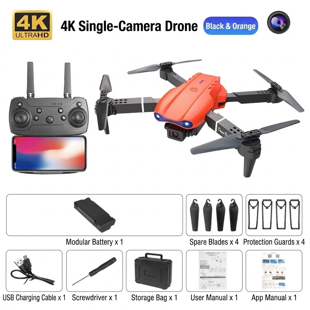 E99 Pro K3 4K Dual Camera Drone, Foldable RC Quadcopter with Optical Flow Positioning and Intelligent Obstacle Avoidance