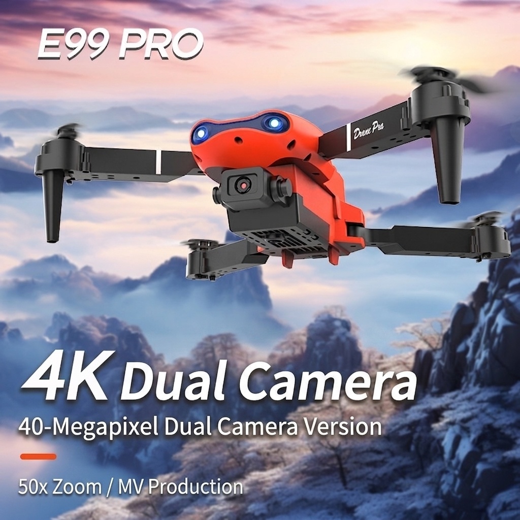 E99 Pro K3 4K Dual Camera Drone, Foldable RC Quadcopter with Optical Flow Positioning and Intelligent Obstacle Avoidance