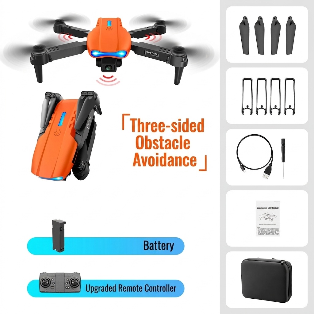 E99 Pro K3 4K Dual Camera Drone, Foldable RC Quadcopter with Optical Flow Positioning and Intelligent Obstacle Avoidance