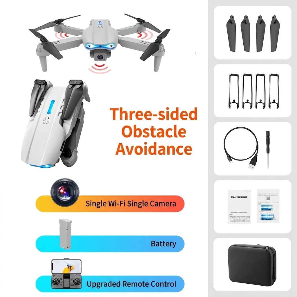 E99 Pro K3 4K Dual Camera Drone, Foldable RC Quadcopter with Optical Flow Positioning and Intelligent Obstacle Avoidance