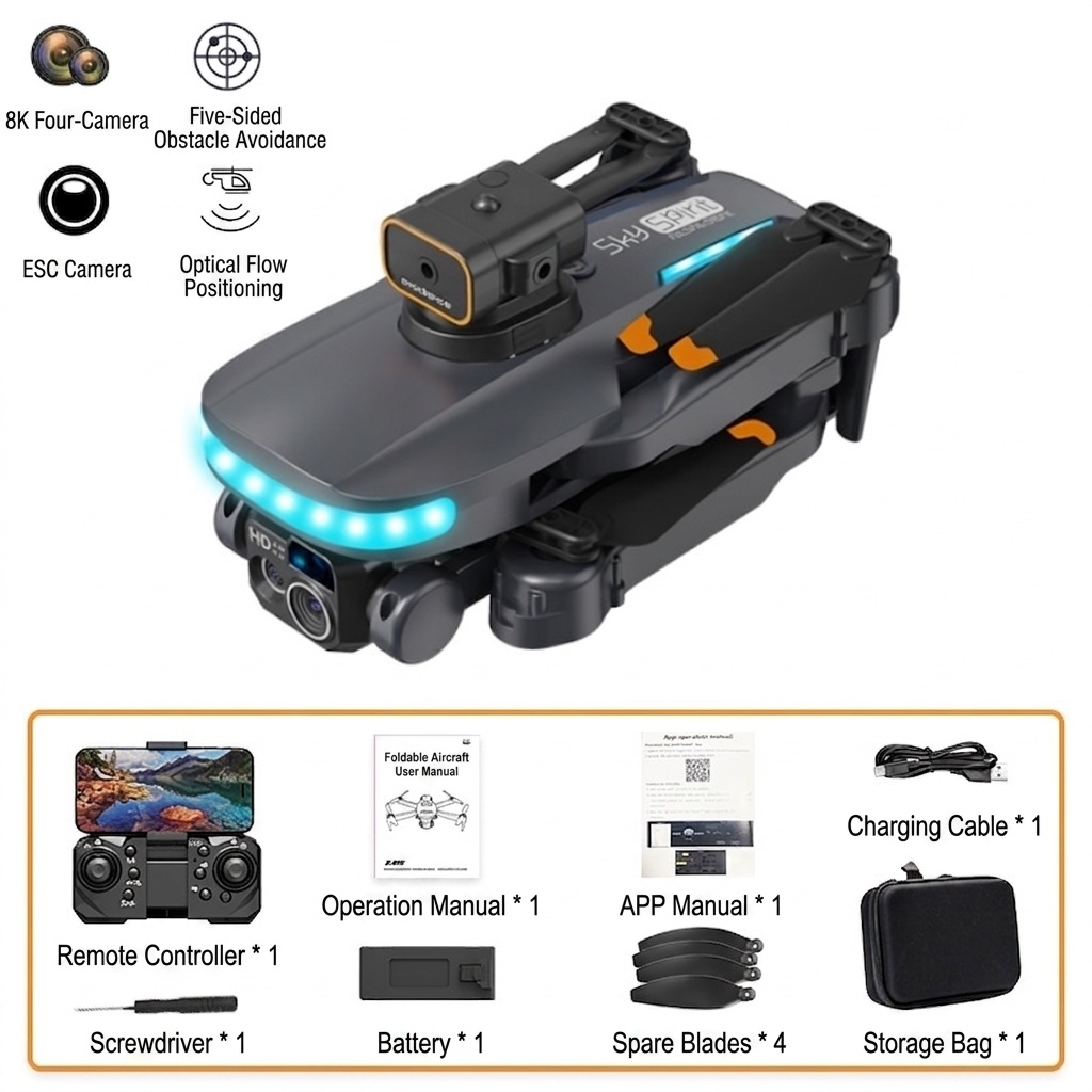 P14 MAX 8K HD Camera Drone with 540° Smart Obstacle Avoidance, Optical Flow Positioning, Foldable RC Quadcopter