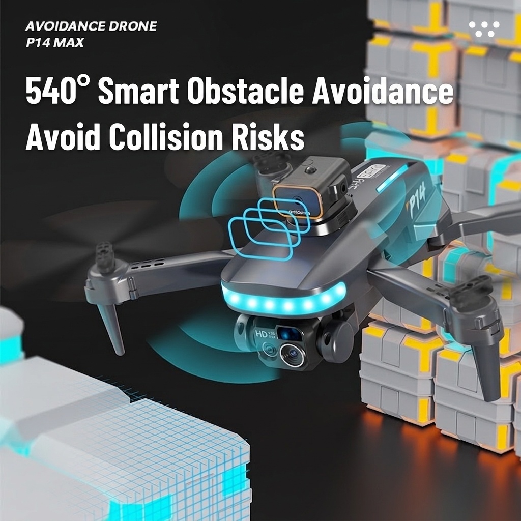 P14 MAX 8K HD Camera Drone with 540° Smart Obstacle Avoidance, Optical Flow Positioning, Foldable RC Quadcopter