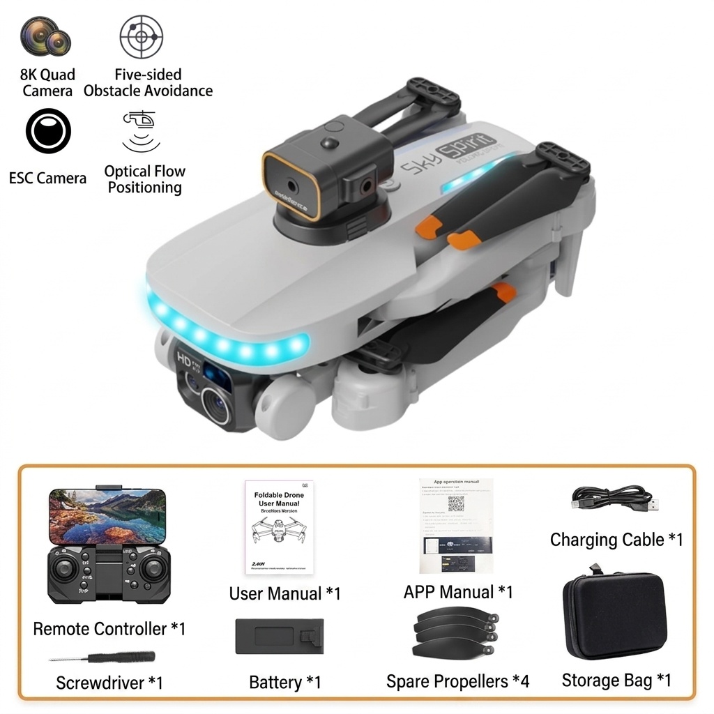 P14 MAX 8K HD Camera Drone with 540° Smart Obstacle Avoidance, Optical Flow Positioning, Foldable RC Quadcopter