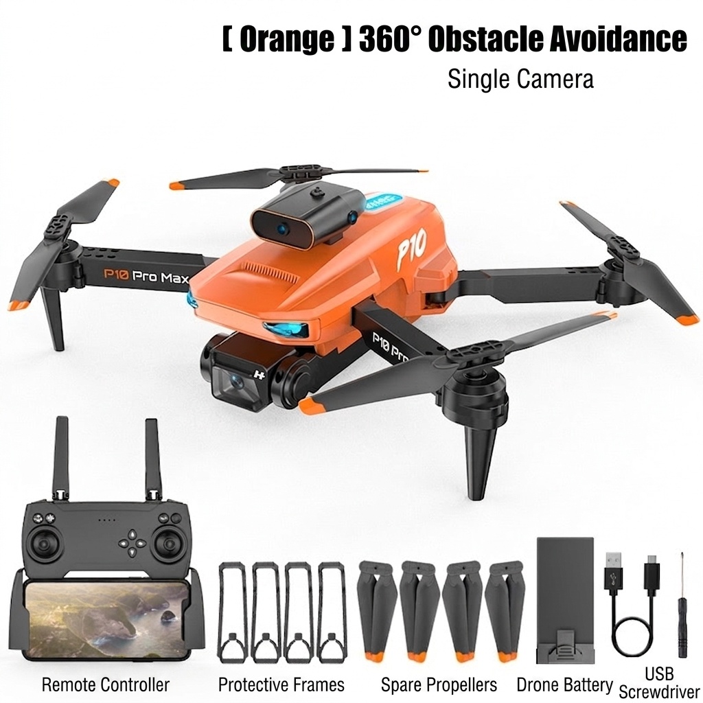 P10 Pro Max 8K Drone with 360° Obstacle Avoidance, Dual Camera, Optical Flow Positioning, Foldable RC Quadcopter