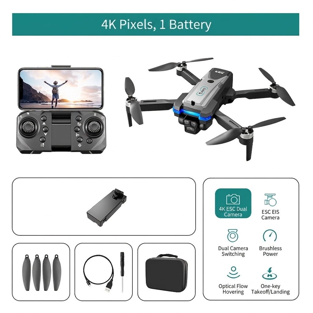 S8S Brushless Drone with 4K/6K/8K HD Camera, GPS Navigation, Foldable RC Quadcopter for Adults and Beginners