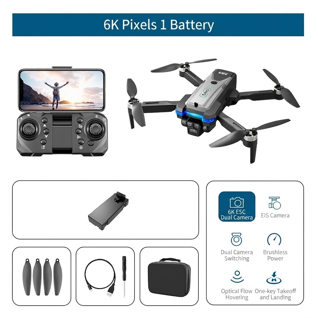 S8S Brushless Drone with 4K/6K/8K HD Camera, GPS Navigation, Foldable RC Quadcopter for Adults and Beginners