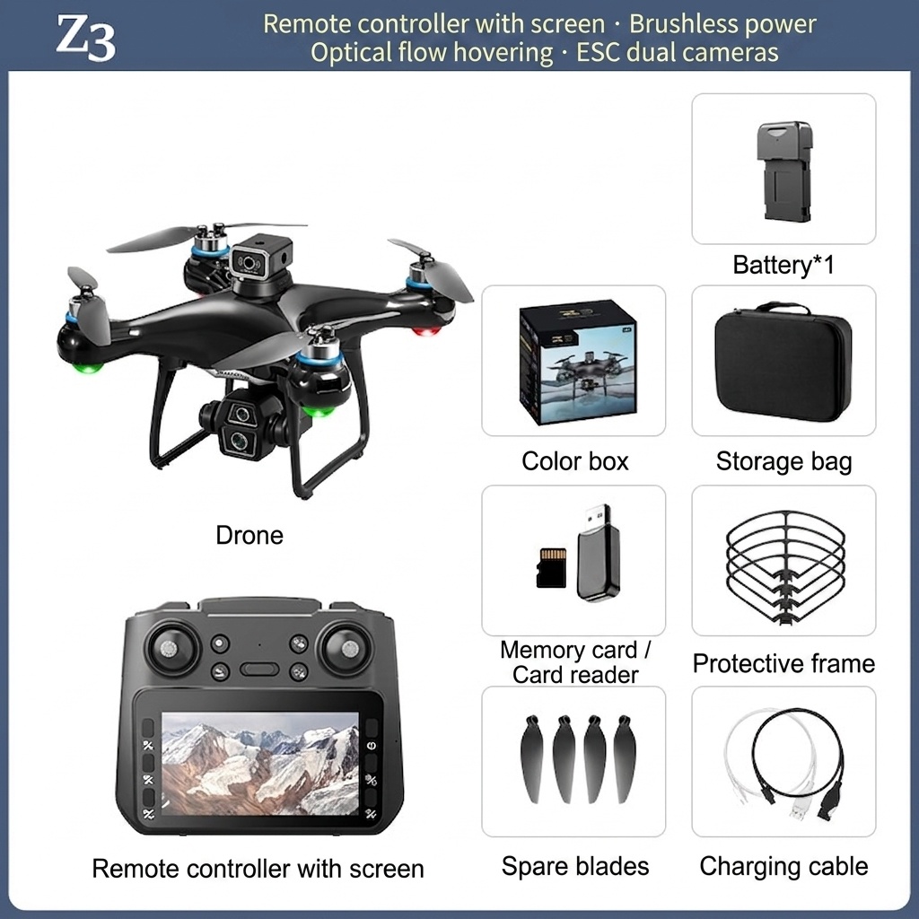 Z3 Elf 8K Drone with Dedicated Screen Remote Control, Brushless Motor, Intelligent Obstacle Avoidance, Foldable Quadcopter