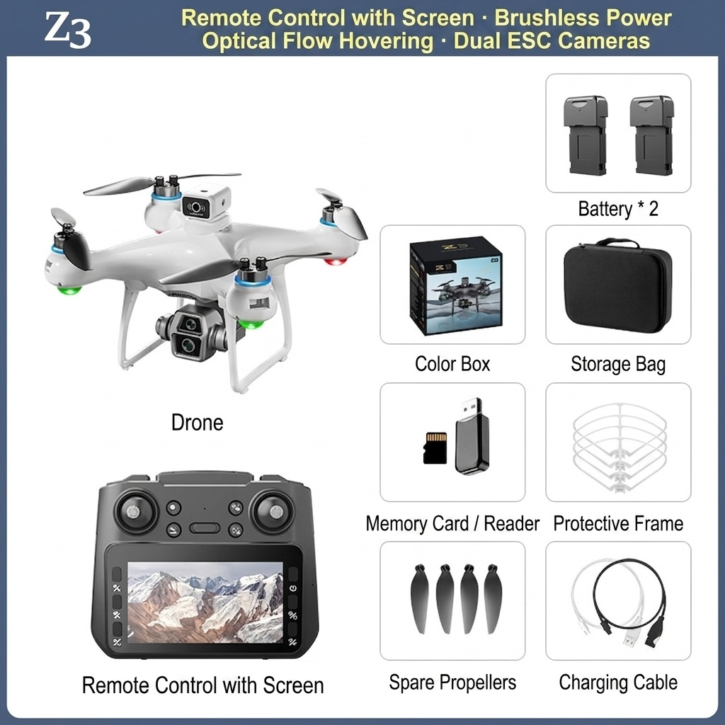 Z3 Elf 8K Drone with Dedicated Screen Remote Control, Brushless Motor, Intelligent Obstacle Avoidance, Foldable Quadcopter