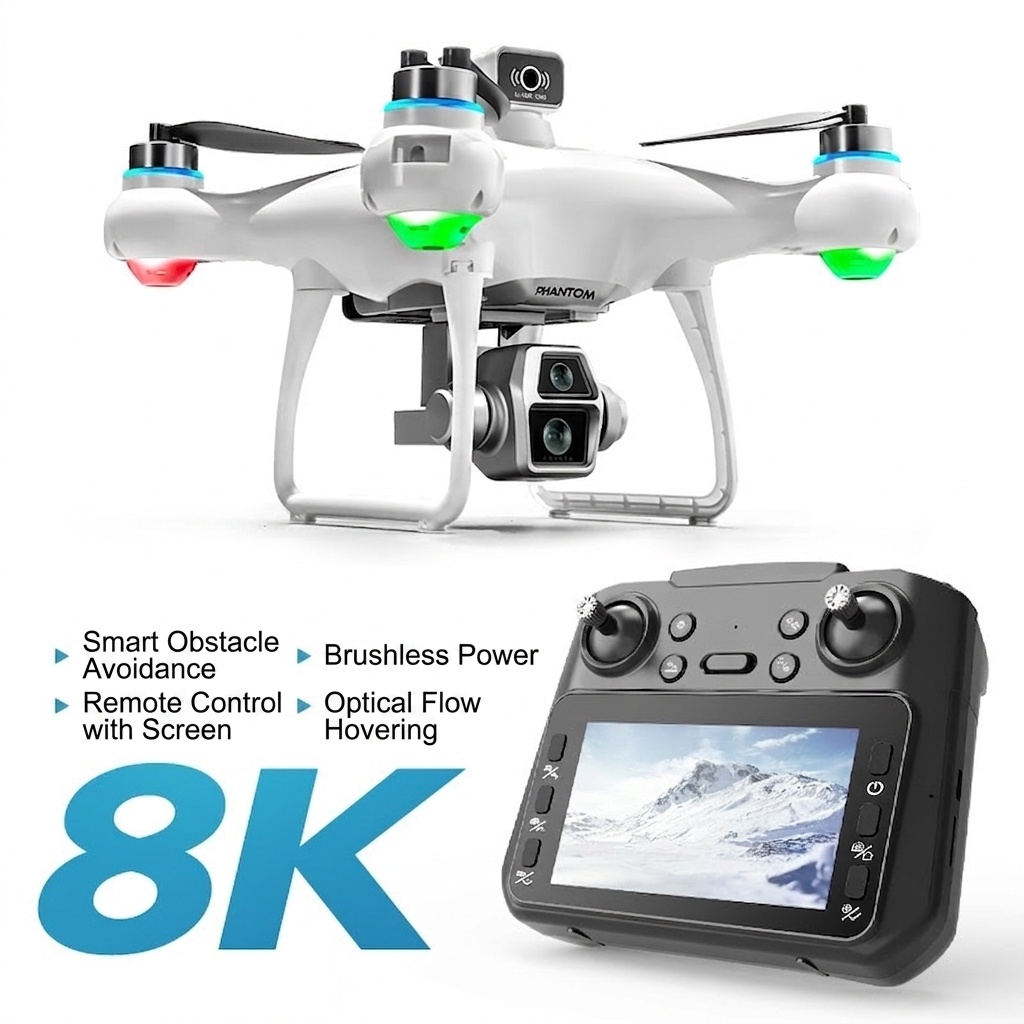 Z3 Elf 8K Drone with Dedicated Screen Remote Control, Brushless Motor, Intelligent Obstacle Avoidance, Foldable Quadcopter