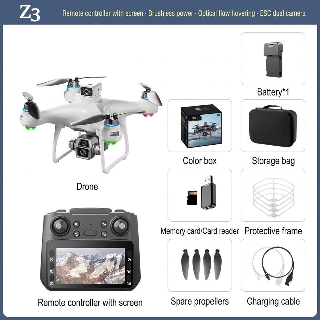Z3 Elf 8K Drone with Dedicated Screen Remote Control, Brushless Motor, Intelligent Obstacle Avoidance, Foldable Quadcopter
