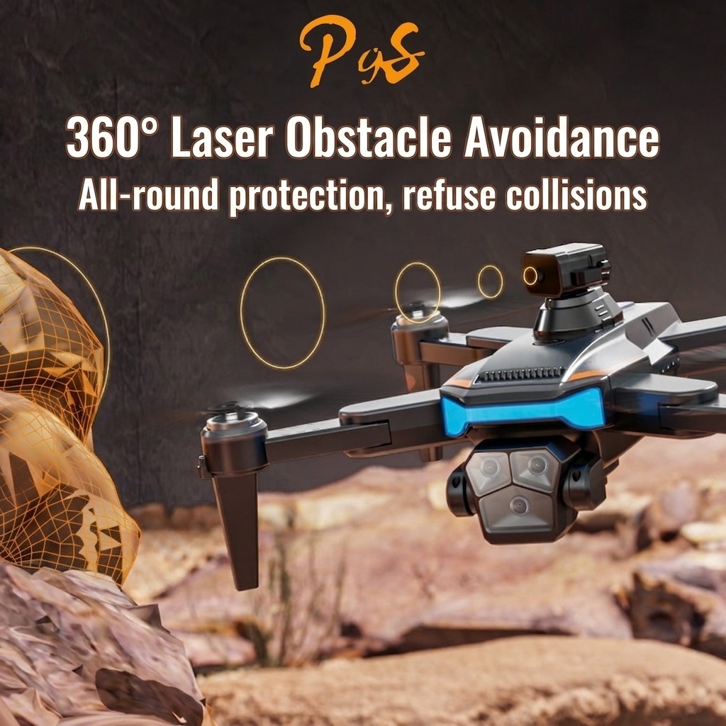 P9S Brushless Drone with 4K HD Camera, 360° Laser Obstacle Avoidance, Optical Flow Hovering, Foldable RC Quadcopter