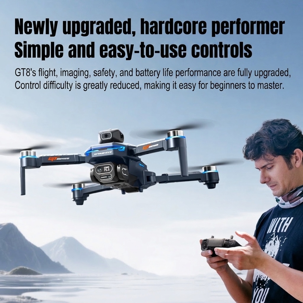 GT8 4K/6K HD Drone with GPS FPV, Long Battery Life, Screen Remote Control, Brushless Motor Quadcopter