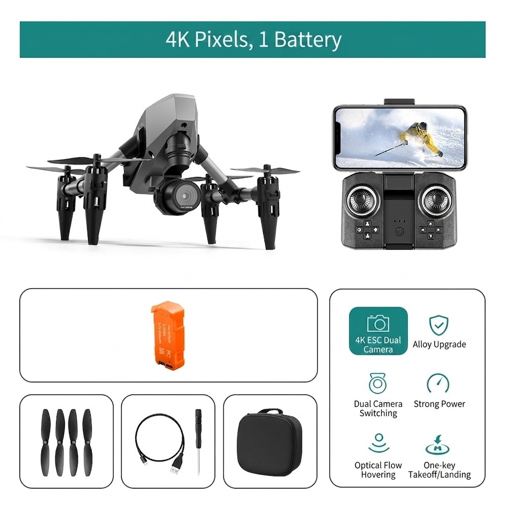 XD1 PRO Drone with 4K/6K/8K High-Resolution Camera, Advanced Optical Flow Positioning, Durable Alloy Body RC Quadcopter