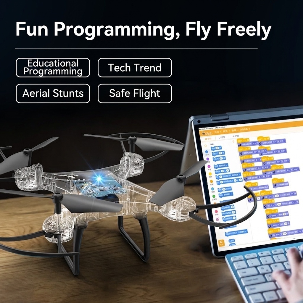 S1 Programming Drone, Educational RC Quadcopter for Kids, Block-Based Coding, Stable Flight, Aerial Stunts
