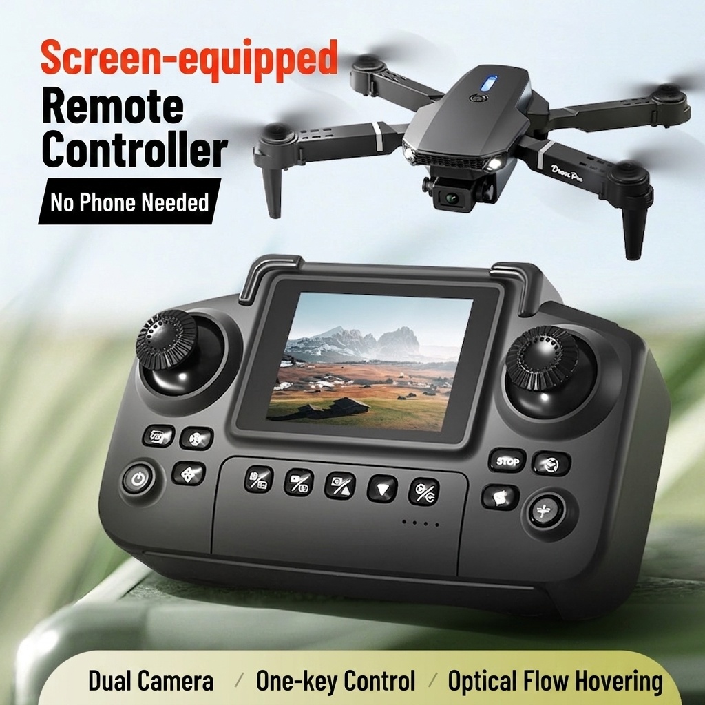 E88/E99 Foldable Drone with Dual HD Camera, Screen Remote Control, Optical Flow Positioning, RC Quadcopter