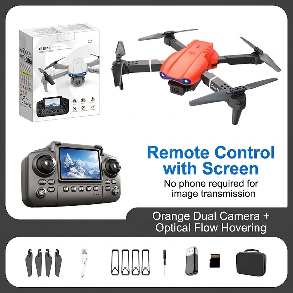 E88/E99 Foldable Drone with Dual HD Camera, Screen Remote Control, Optical Flow Positioning, RC Quadcopter