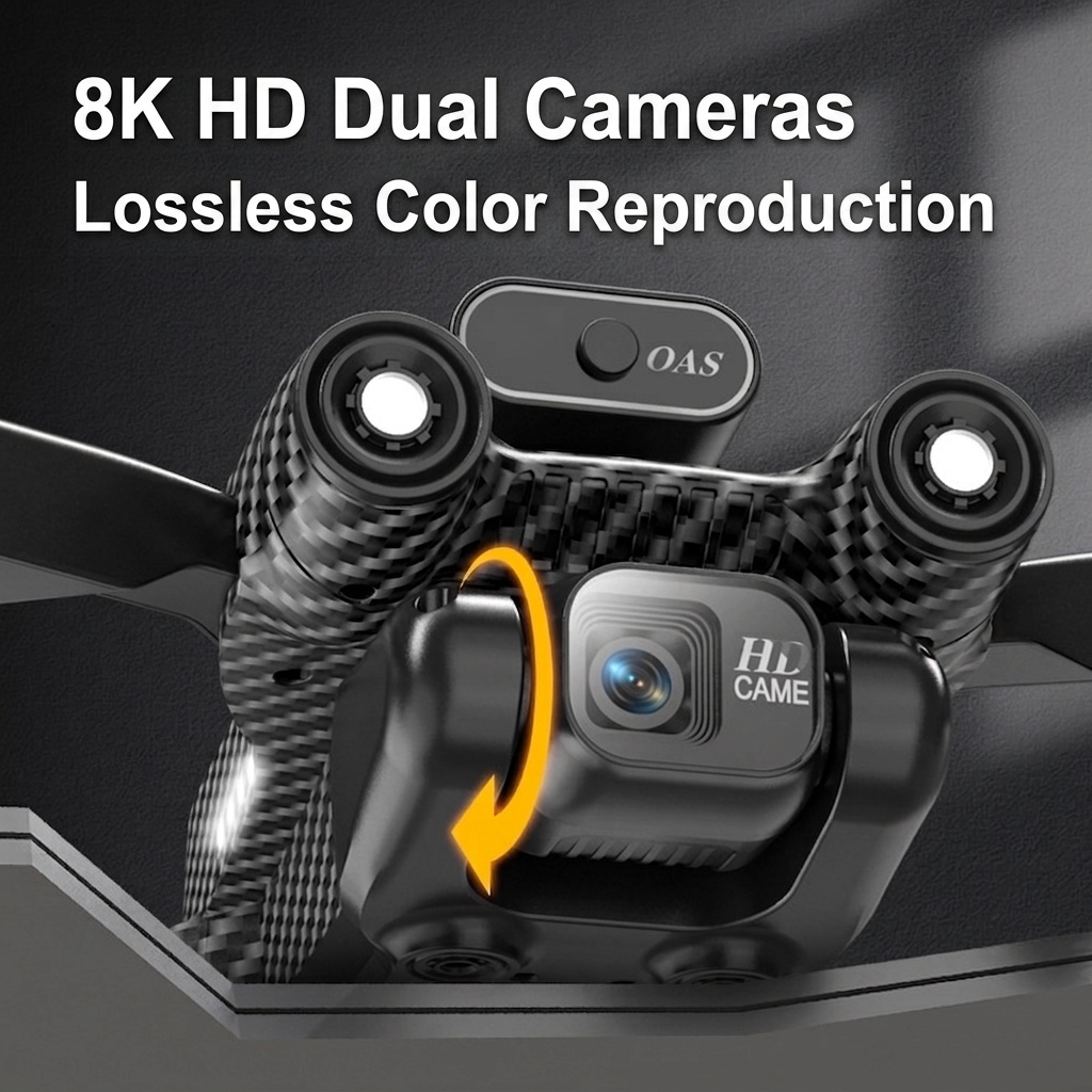 A13 8K Ultra HD Foldable Drone with Dual Camera, 360° Laser Obstacle Avoidance, Brushless Motor, Optical Flow Positioning