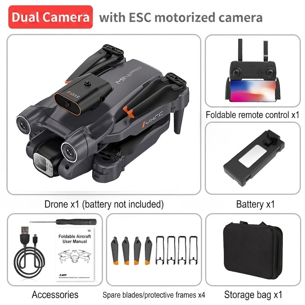 A13 8K Ultra HD Foldable Drone with Dual Camera, 360° Laser Obstacle Avoidance, Brushless Motor, Optical Flow Positioning