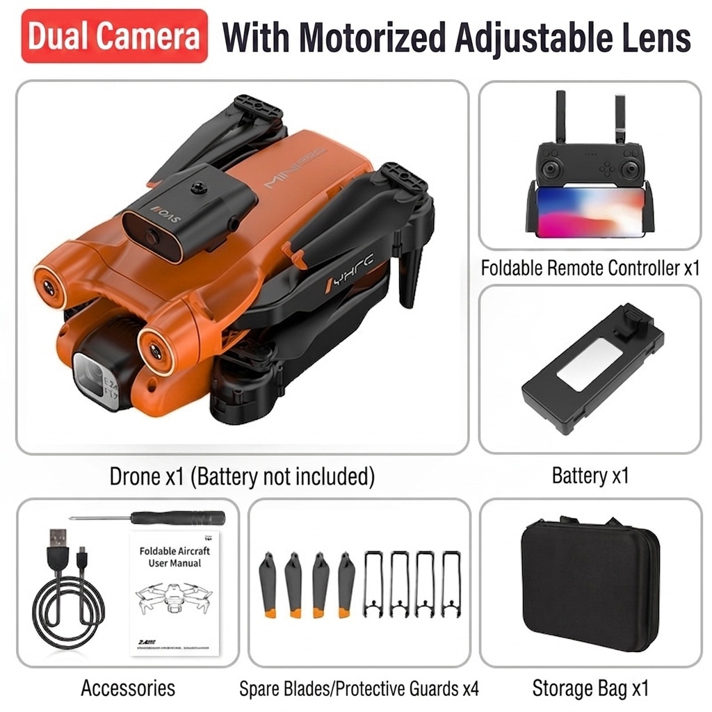A13 8K Ultra HD Foldable Drone with Dual Camera, 360° Laser Obstacle Avoidance, Brushless Motor, Optical Flow Positioning