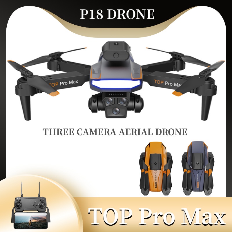 TOP Pro Max P18 8K HD Foldable Drone with 3-Camera System, 540° Intelligent Obstacle Avoidance, Optical Flow Positioning