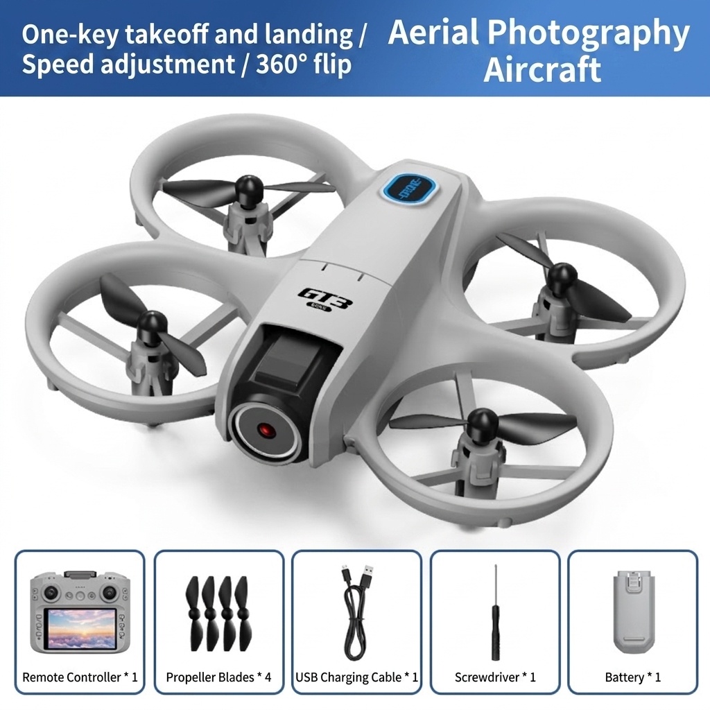 GT3 FPV Drone with HD Camera, Screen Remote Control, 180° Adjustable Lens, 360° Anti-Collision Quadcopter