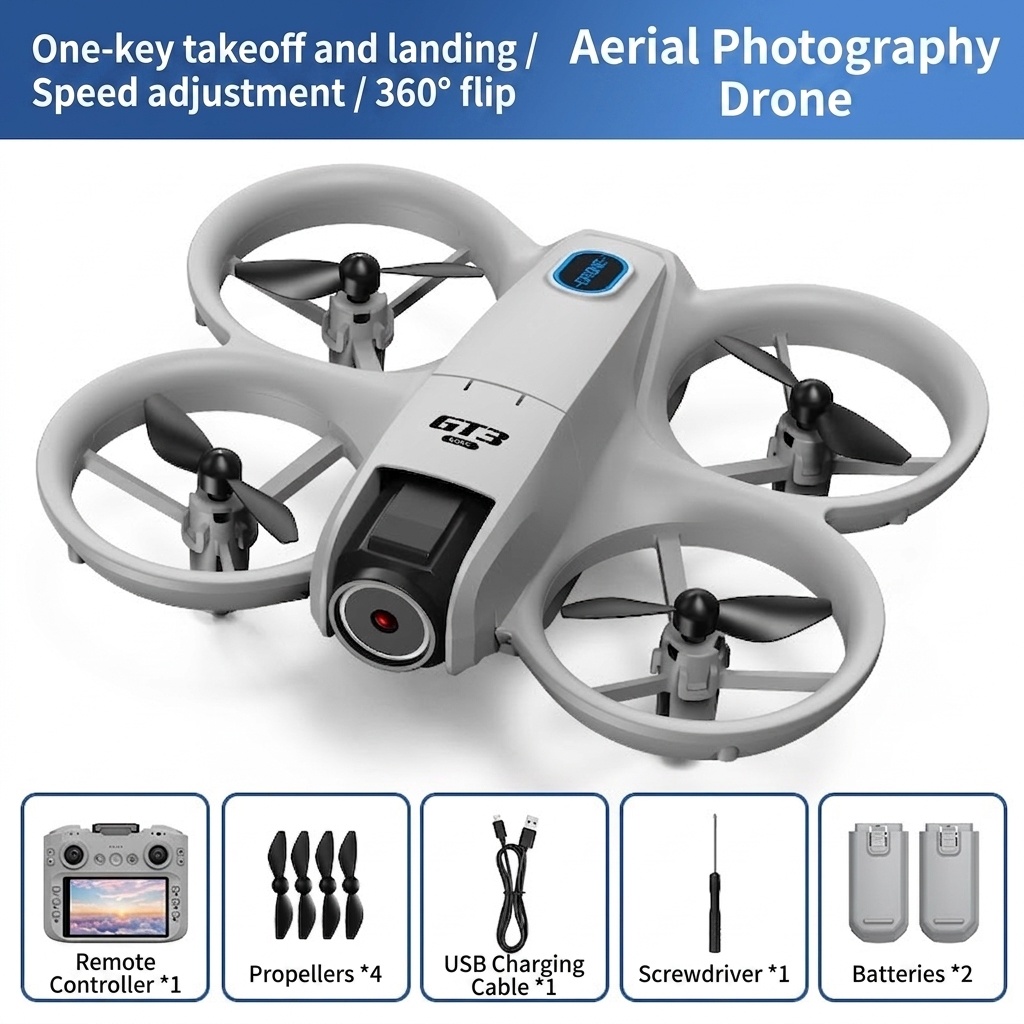 GT3 FPV Drone with HD Camera, Screen Remote Control, 180° Adjustable Lens, 360° Anti-Collision Quadcopter