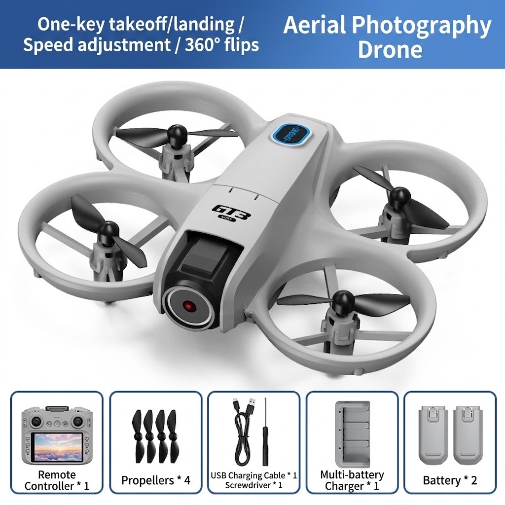 GT3 FPV Drone with HD Camera, Screen Remote Control, 180° Adjustable Lens, 360° Anti-Collision Quadcopter