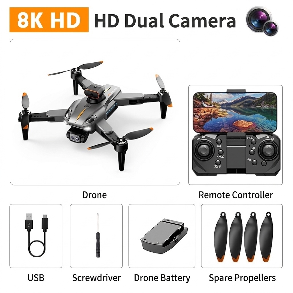 P11 GPS Brushless Drone with 8K HD Dual Camera, Optical Flow Positioning, Intelligent Obstacle Avoidance, FPV Quadcopter
