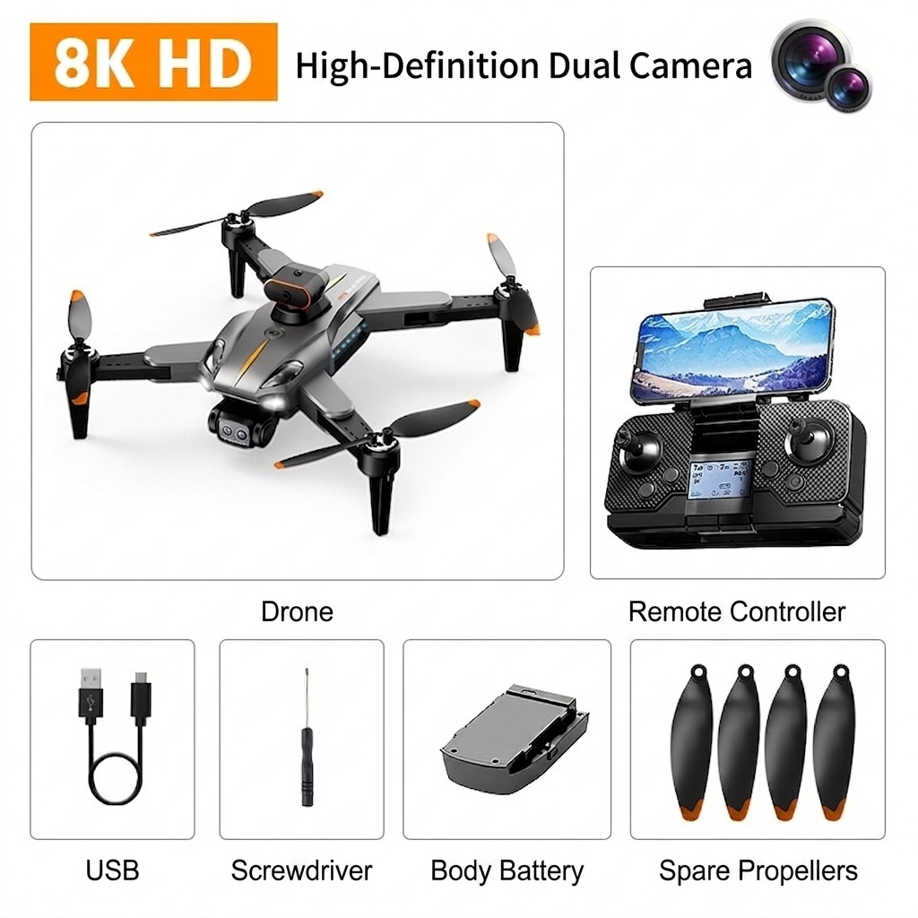 P11 GPS Brushless Drone with 8K HD Dual Camera, Optical Flow Positioning, Intelligent Obstacle Avoidance, FPV Quadcopter