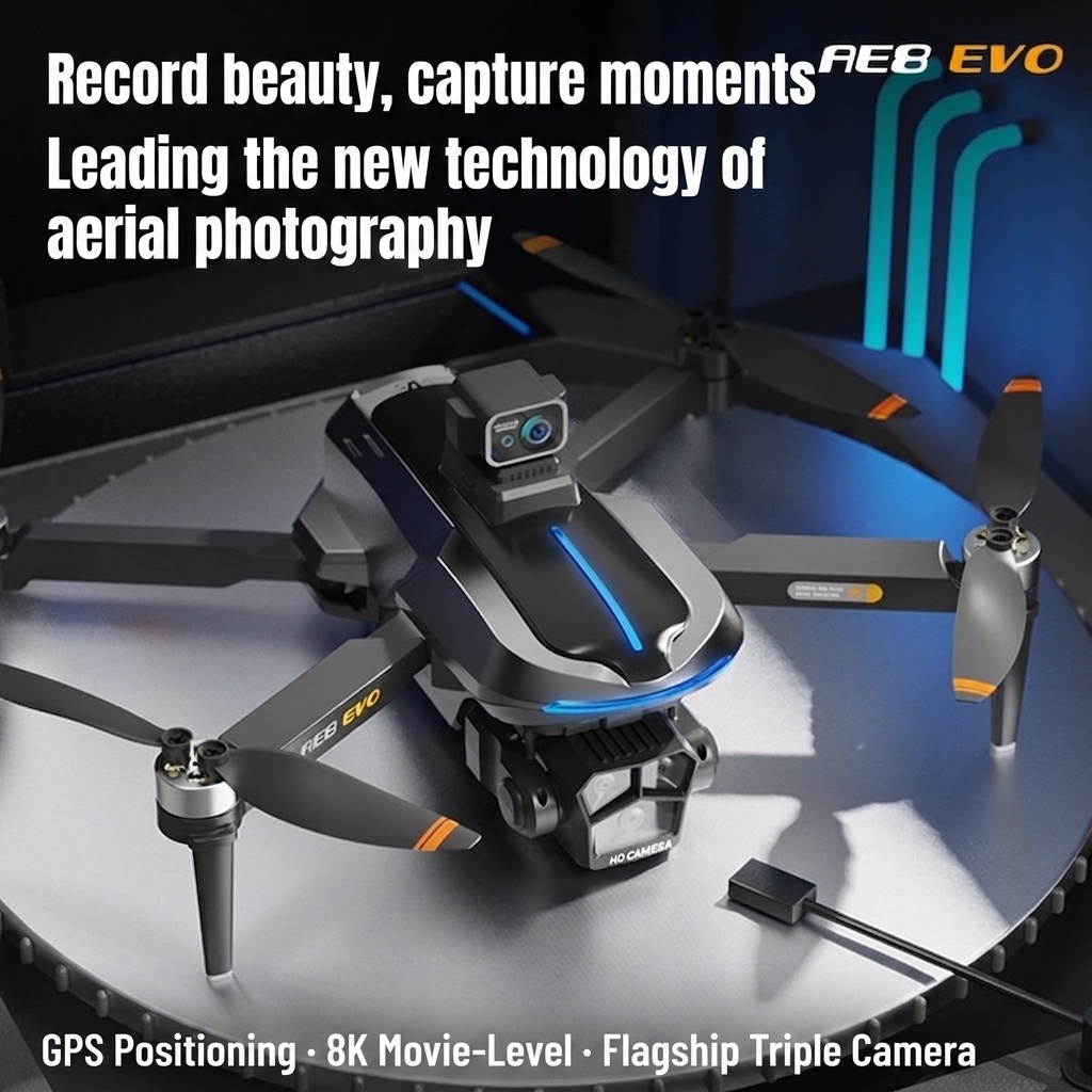 AE8 8K HD Drone with GPS Auto-Return, 360° Smart Laser Obstacle Avoidance, Brushless Motor, Optical Flow Hovering