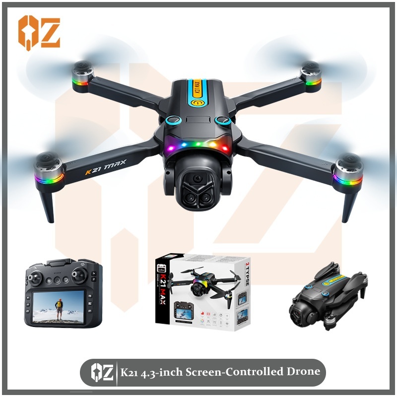 K21 MAX 4K Drone with 4.3-inch Screen Remote, Optical Flow Positioning, Vibrant RGB Lights, Foldable RC Quadcopter