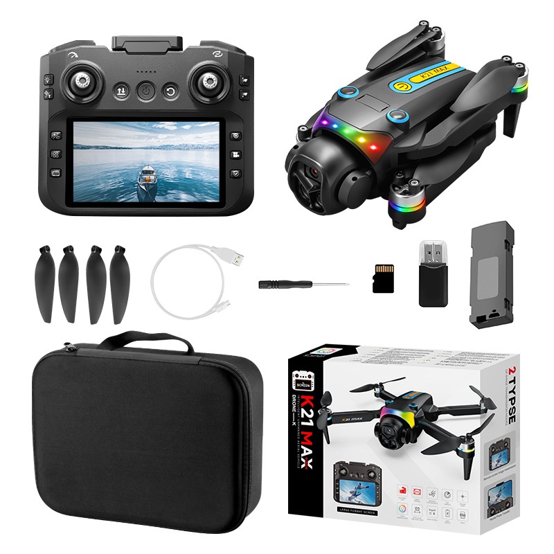 K21 MAX 4K Drone with 4.3-inch Screen Remote, Optical Flow Positioning, Vibrant RGB Lights, Foldable RC Quadcopter