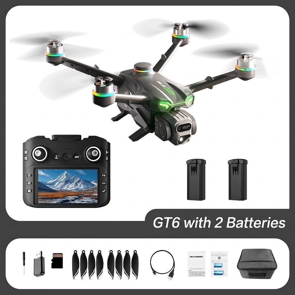 GT6 MAX GPS Drone with 5G FPV, 4K HD Camera, Built-in Screen Remote, Brushless Motor, 360° Obstacle Avoidance