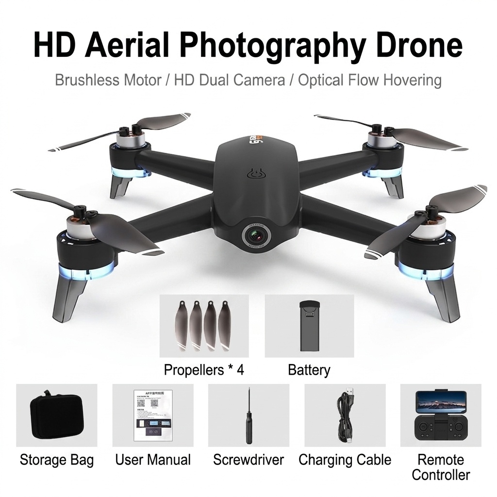 S27 Brushless Drone with HD Camera, GPS Positioning, Optical Flow Hovering, Long Flight Time RC Quadcopter