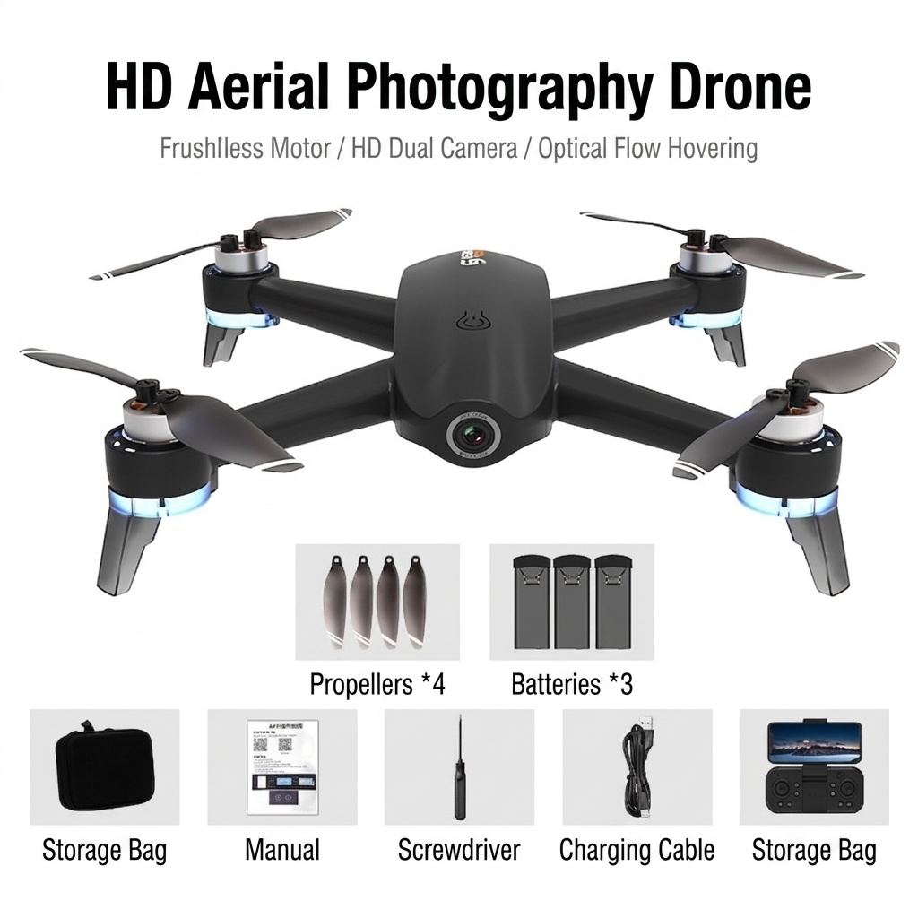 S27 Brushless Drone with HD Camera, GPS Positioning, Optical Flow Hovering, Long Flight Time RC Quadcopter