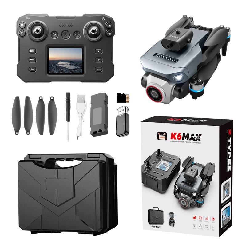 K6 Max Drone with 4K Camera, GPS Positioning, Screen-Equipped Remote Control, Brushless Motor, Obstacle Avoidance