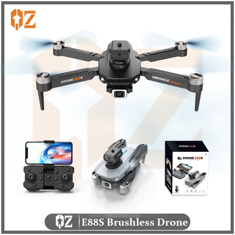 E88S Brushless Drone with Dual HD Camera, Optical Flow Positioning, 360° Obstacle Avoidance, Foldable RC Quadcopter