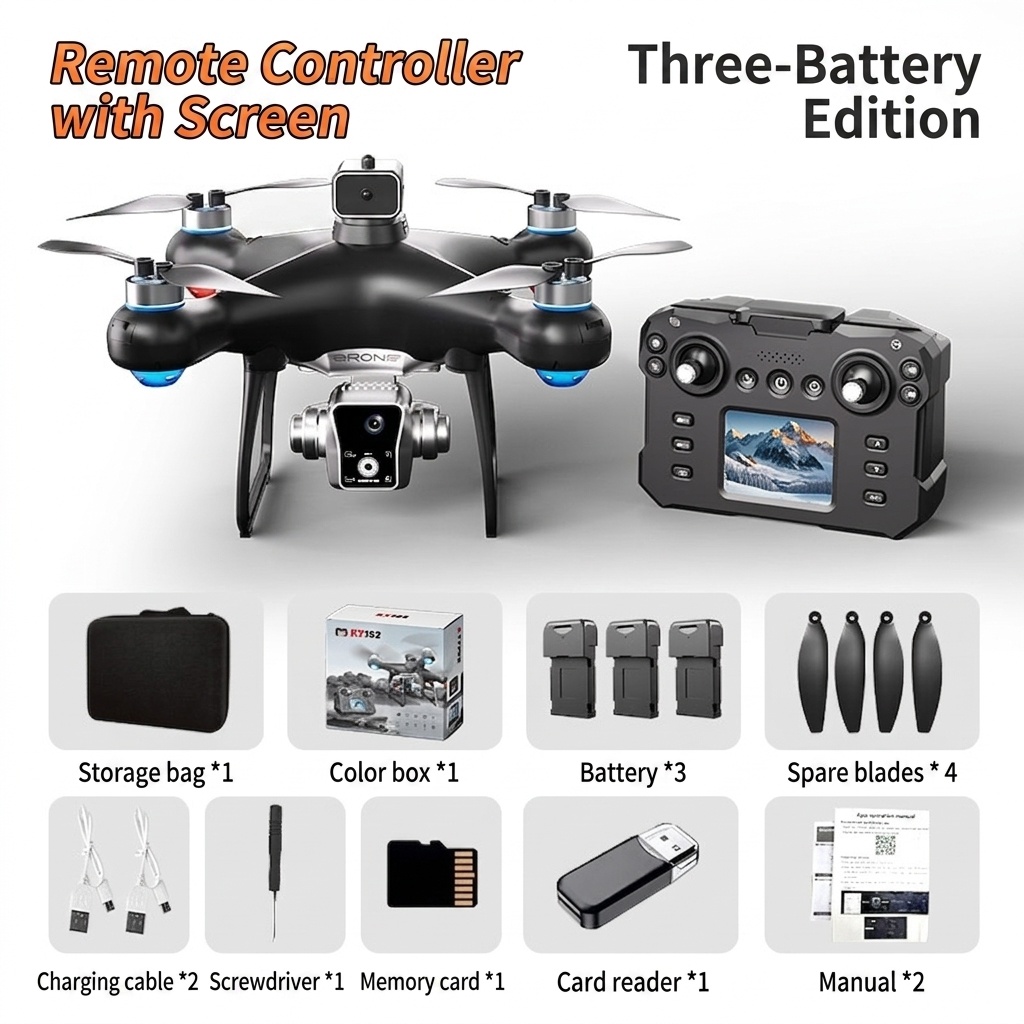 KY102 4K Drone with Screen Remote Control, 360° Intelligent Obstacle Avoidance, Brushless Motor, Foldable Quadcopter