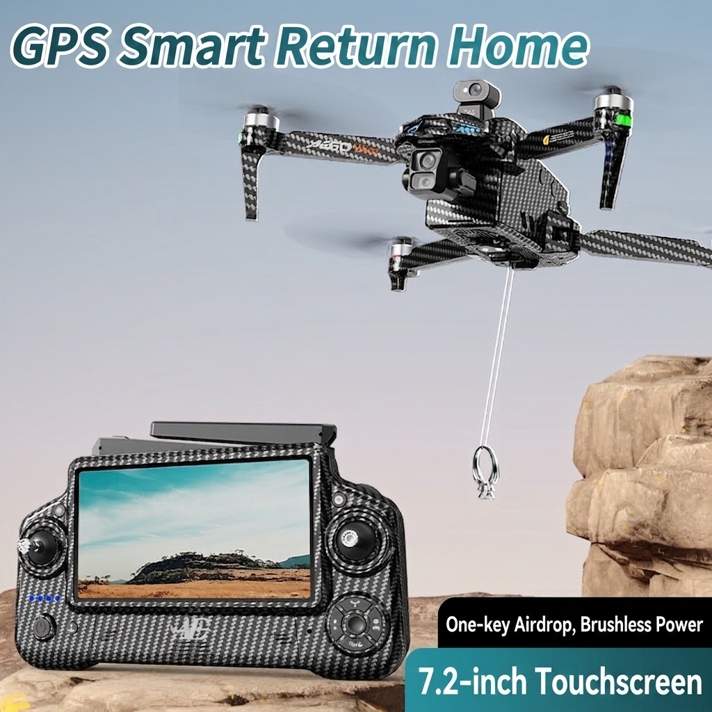 AE60 Brushless Drone with 4K Camera, GPS Return, 7.2-inch Large Screen Remote, 3-Axis Gimbal, Long Range FPV