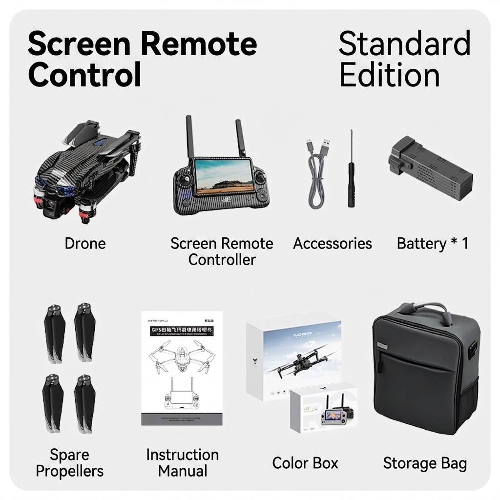 AE60 Brushless Drone with 4K Camera, GPS Return, 7.2-inch Large Screen Remote, 3-Axis Gimbal, Long Range FPV