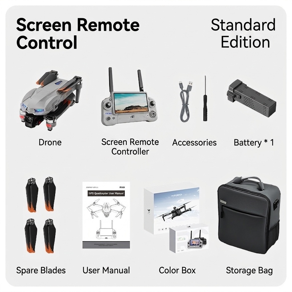 AE60 Brushless Drone with 4K Camera, GPS Return, 7.2-inch Large Screen Remote, 3-Axis Gimbal, Long Range FPV