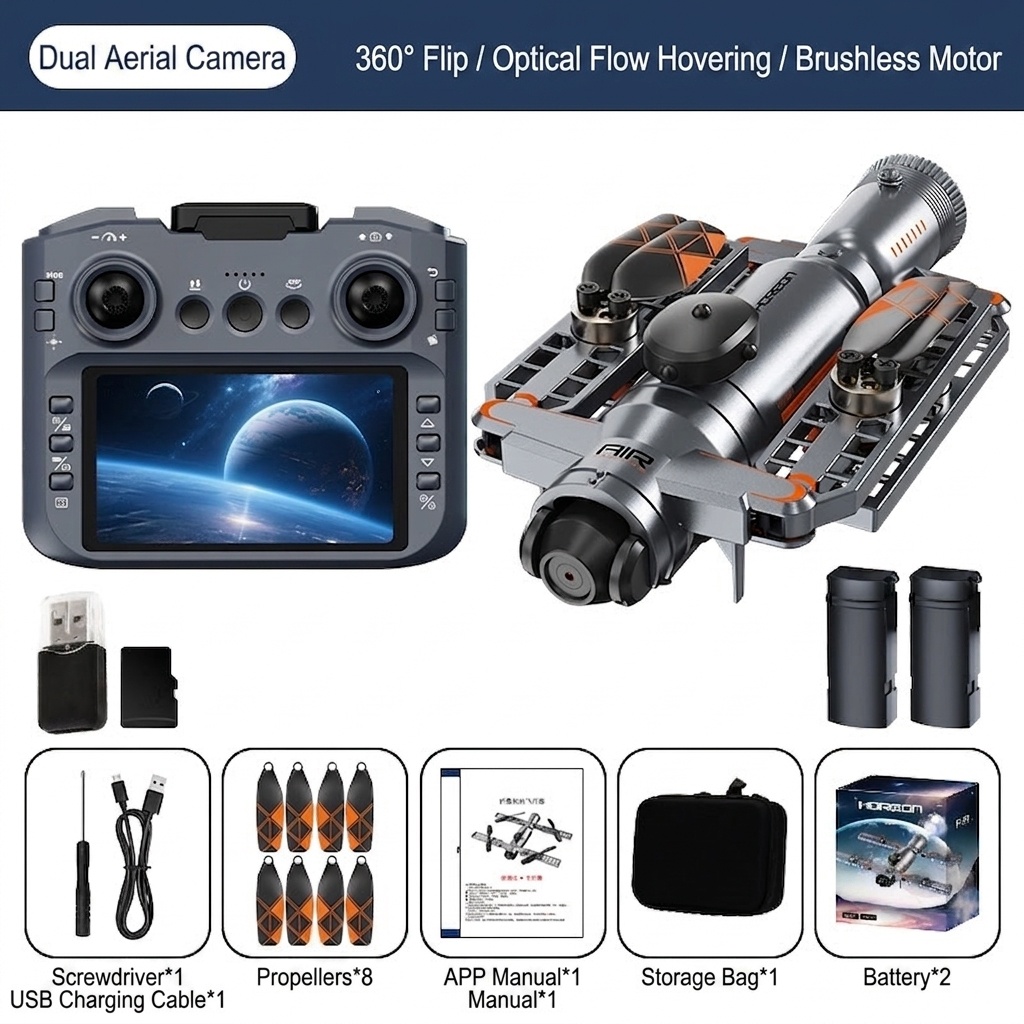 AE22 Brushless Drone with 4K Camera, Infrared Obstacle Avoidance, 4.3-inch FPV Screen Remote, Foldable RC Quadcopter