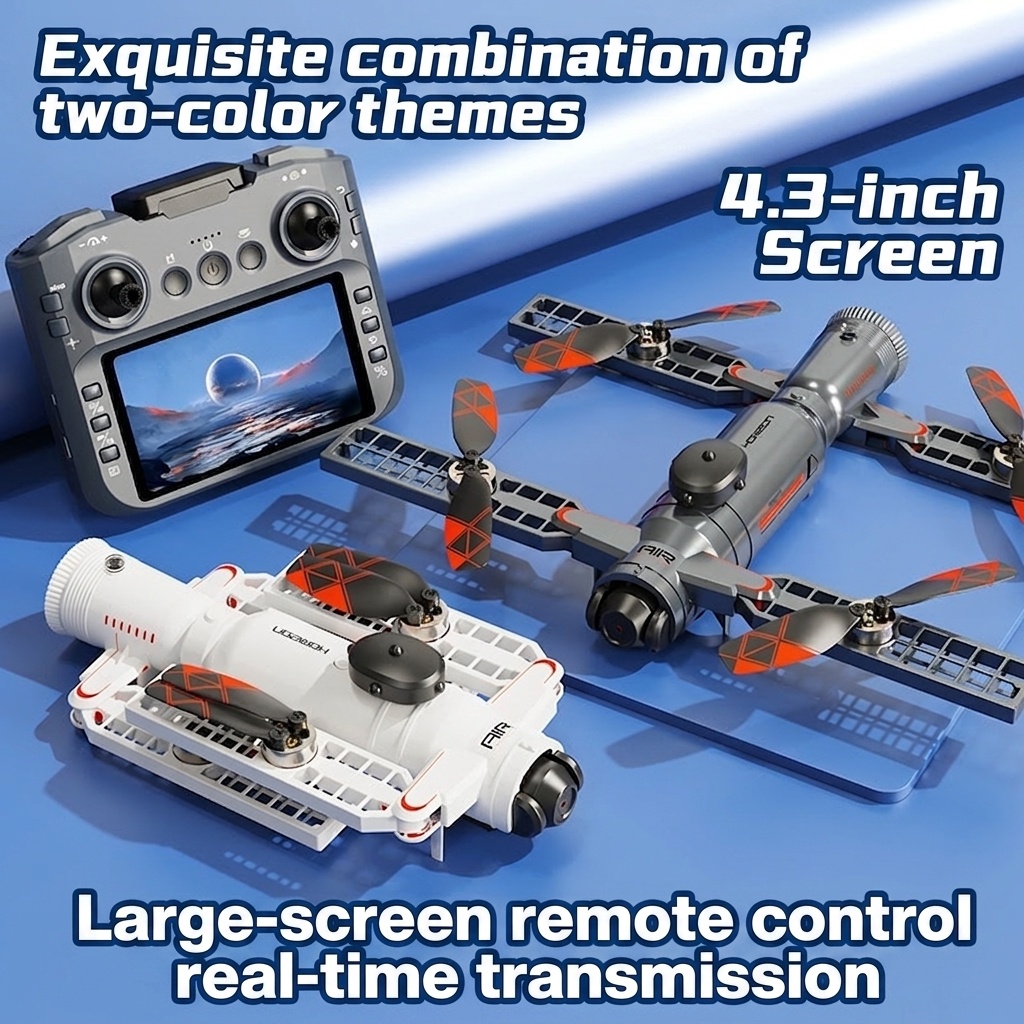 AE22 Brushless Drone with 4K Camera, Infrared Obstacle Avoidance, 4.3-inch FPV Screen Remote, Foldable RC Quadcopter