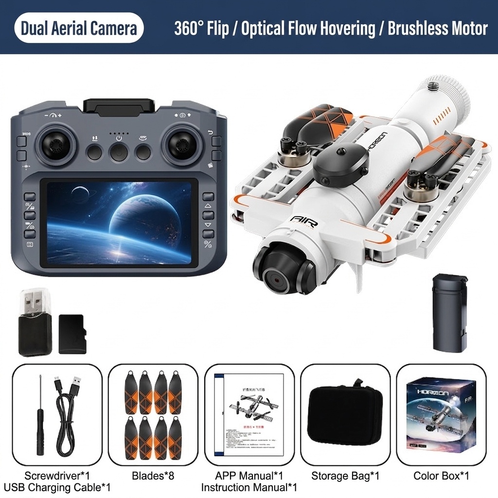 AE22 Brushless Drone with 4K Camera, Infrared Obstacle Avoidance, 4.3-inch FPV Screen Remote, Foldable RC Quadcopter