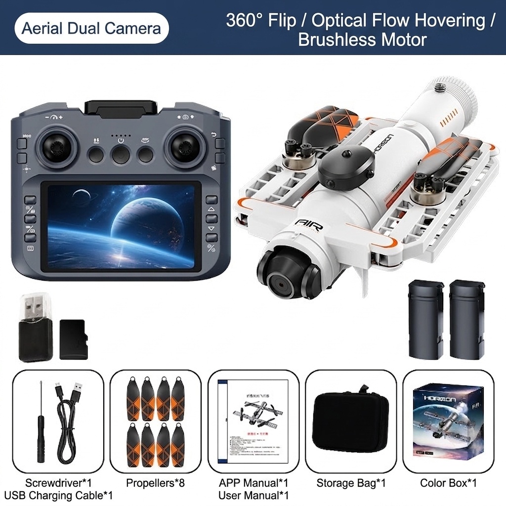 AE22 Brushless Drone with 4K Camera, Infrared Obstacle Avoidance, 4.3-inch FPV Screen Remote, Foldable RC Quadcopter