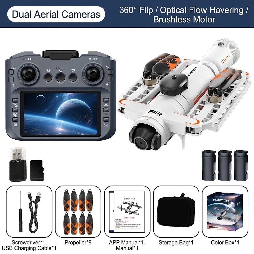 AE22 Brushless Drone with 4K Camera, Infrared Obstacle Avoidance, 4.3-inch FPV Screen Remote, Foldable RC Quadcopter