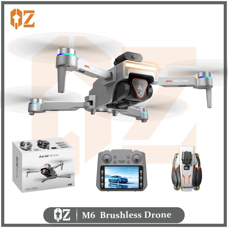M6 Brushless Drone with 4K Camera, Intelligent Obstacle Avoidance, GPS Positioning, 4.3-inch Screen Remote, Long Flight Time